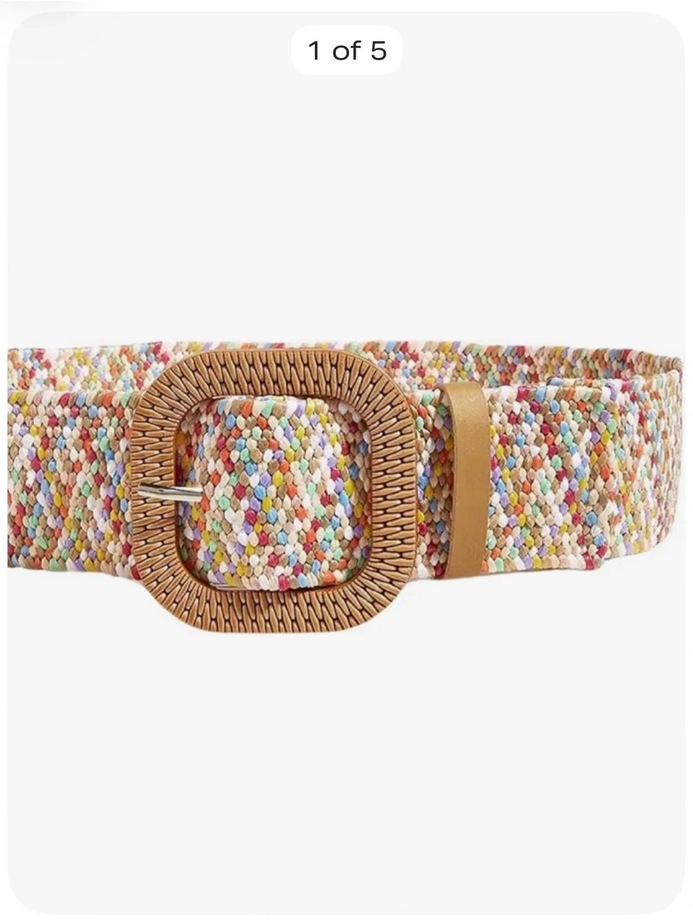 Women’s Multicolor Woven Straw Waist Belt | Square Buckle | NWOT
